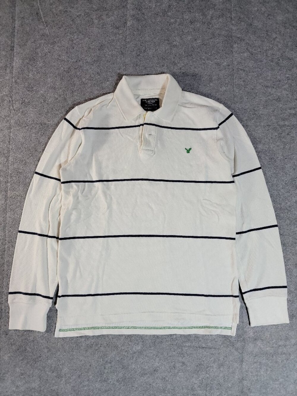 Y2K American Eagle Outfitters Striped Long Sleeve Polo Shirt Mens Small